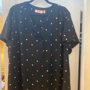 Evri short sleeve polka dot blouse